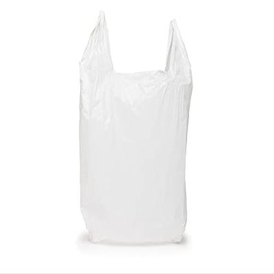 100 x White Patch Handle Carrier Bags (380mm x 450mm x 80mm) (Free P&P on all products)