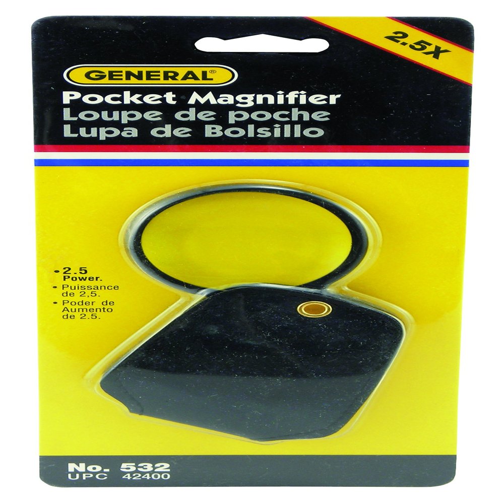General Tools 532 2.5X Power Pocket Magnifier with Simulated Leather Case, Black (532XXX)