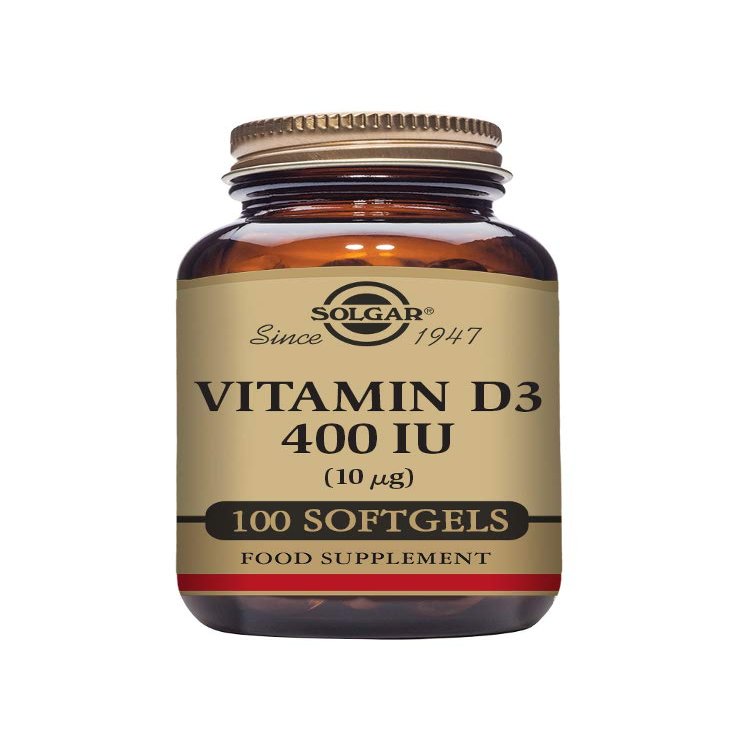 Solgar Vitamin D3 400 IU (10 g) Softgels - Pack of 100 - Cholecalciferol - Keeps Bones and Teeth Healthy - Supports Muscle Function & Immunity - Vegetarian