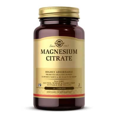 Solgar Magnesium Citrate Tablets - Pack of 60 - Supports The Nervous System - Energy Release - Reduces Tiredness and Fatigue - Vegan and Gluten Free