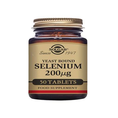 Solgar Yeast Bound Selenium 200 g Tablets - Pack of 50 - Immunity Support - Maintain Normal Thyroid Function and Healthy Hair and Nails - Vegan and Kosher