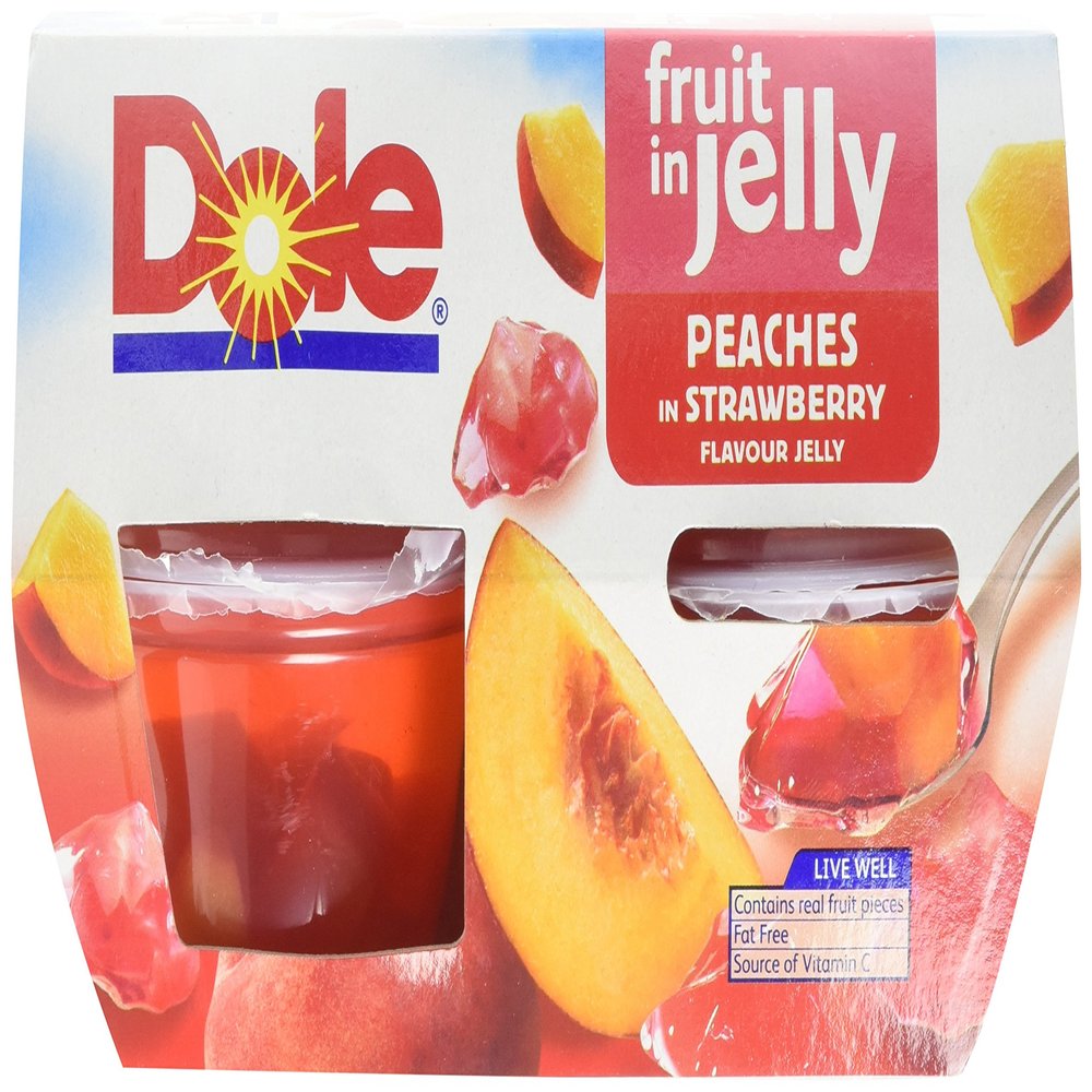 Dole Fruit in Jelly, Peach in Strawberry Jelly, 4 x 113g