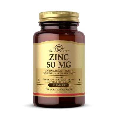 Solgar Zinc 50 mg Tablets - Pack of 100 - Supports a Healthy Immune System - Potent Antioxidant - Free from Sugar, Salt and Starch - Vegan