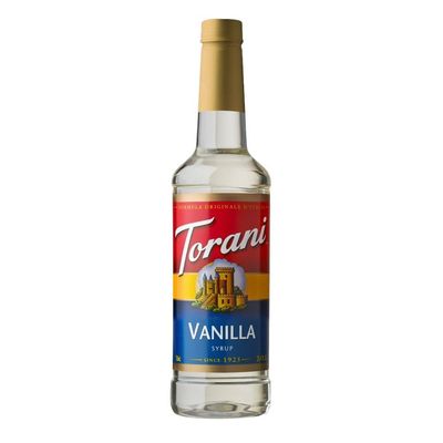 Torani Vanilla Coffee Syrup (750ml) - Pure Cane Sugar Syrup for Lattes, Iced Coffee & Hot Drinks - Classic Sweet Taste, Vegetarian-Friendly