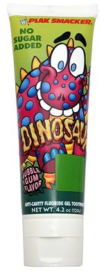 Plak Smacker DINOSAUR Toothpaste Bubble Gum 4.2oz Tube