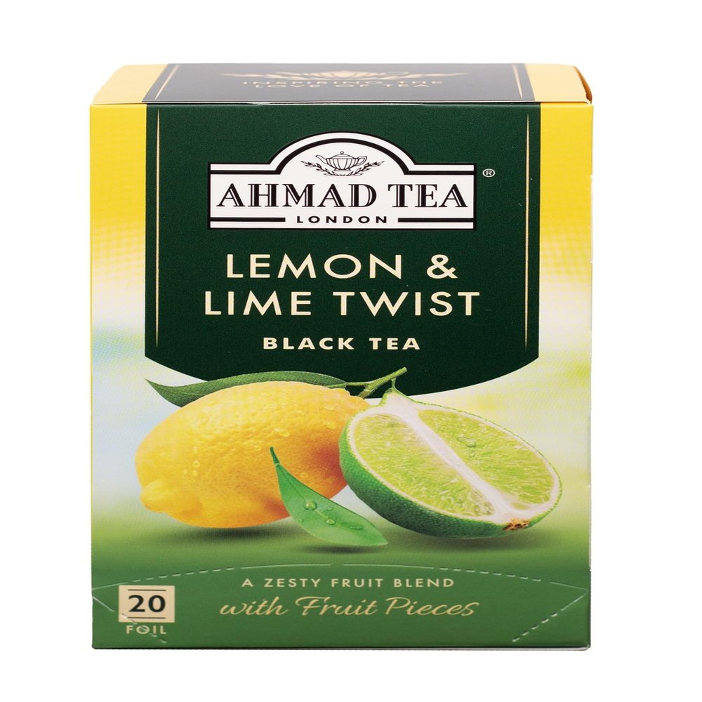 Ahmad Tea Lemon & Lime Fruit Black Tea | Black Tea - 6 x 20 Teabag Sachets