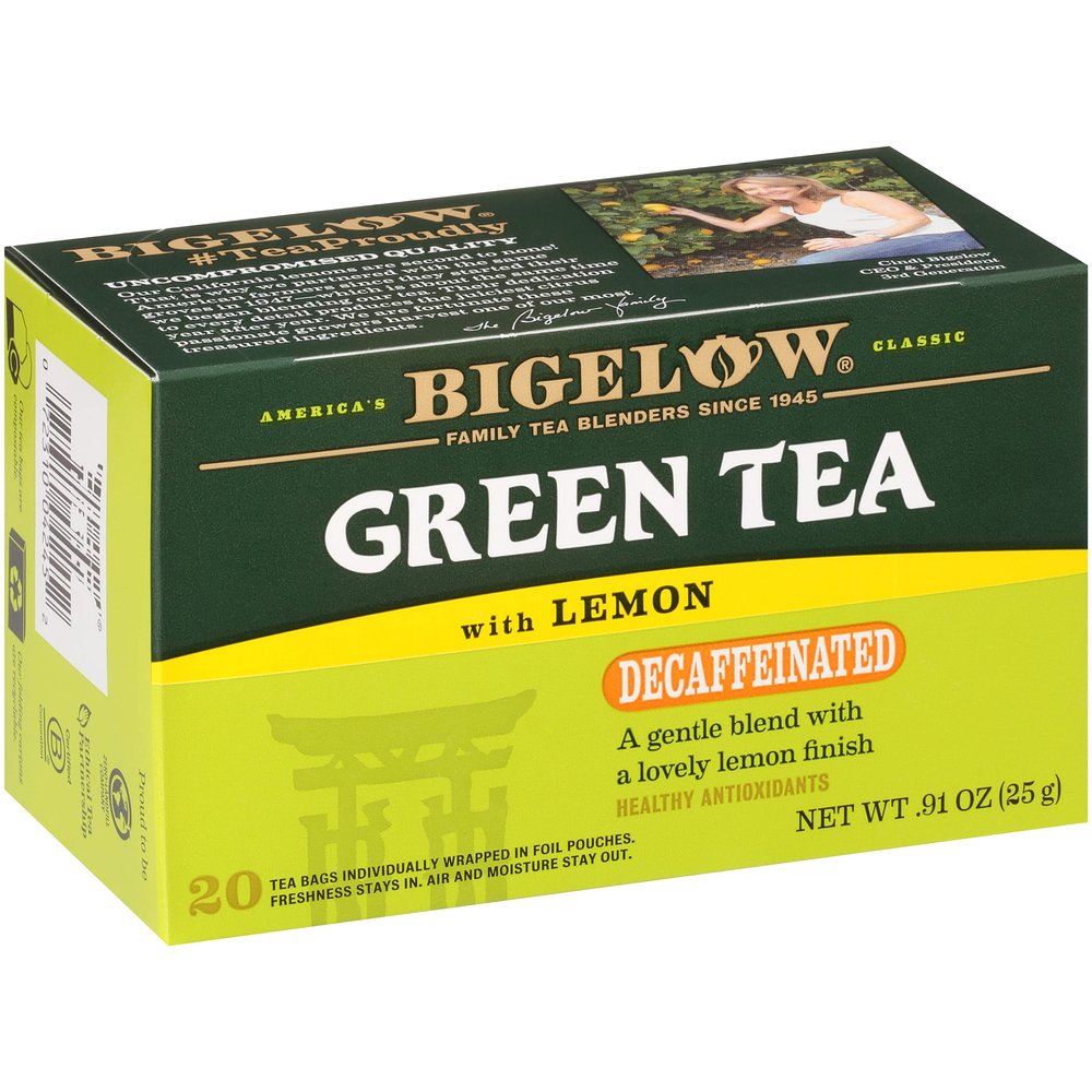Bigelow Tea Decaffeinated Green Tea With Lemon, 20-Count Boxes (Pack Of 6)
