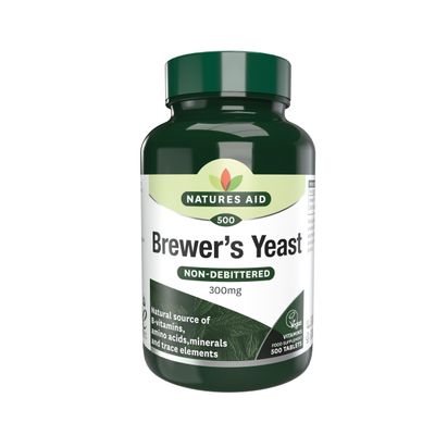Natures Aid Brewers Yeast 300mg - Natural Source of B-Vitamins, Amino Acids and Minerals - Supports Energy and Immune Health - Vegan, Gluten-Free, Non-GMO, No Salt or Sugar - 500 Tablets