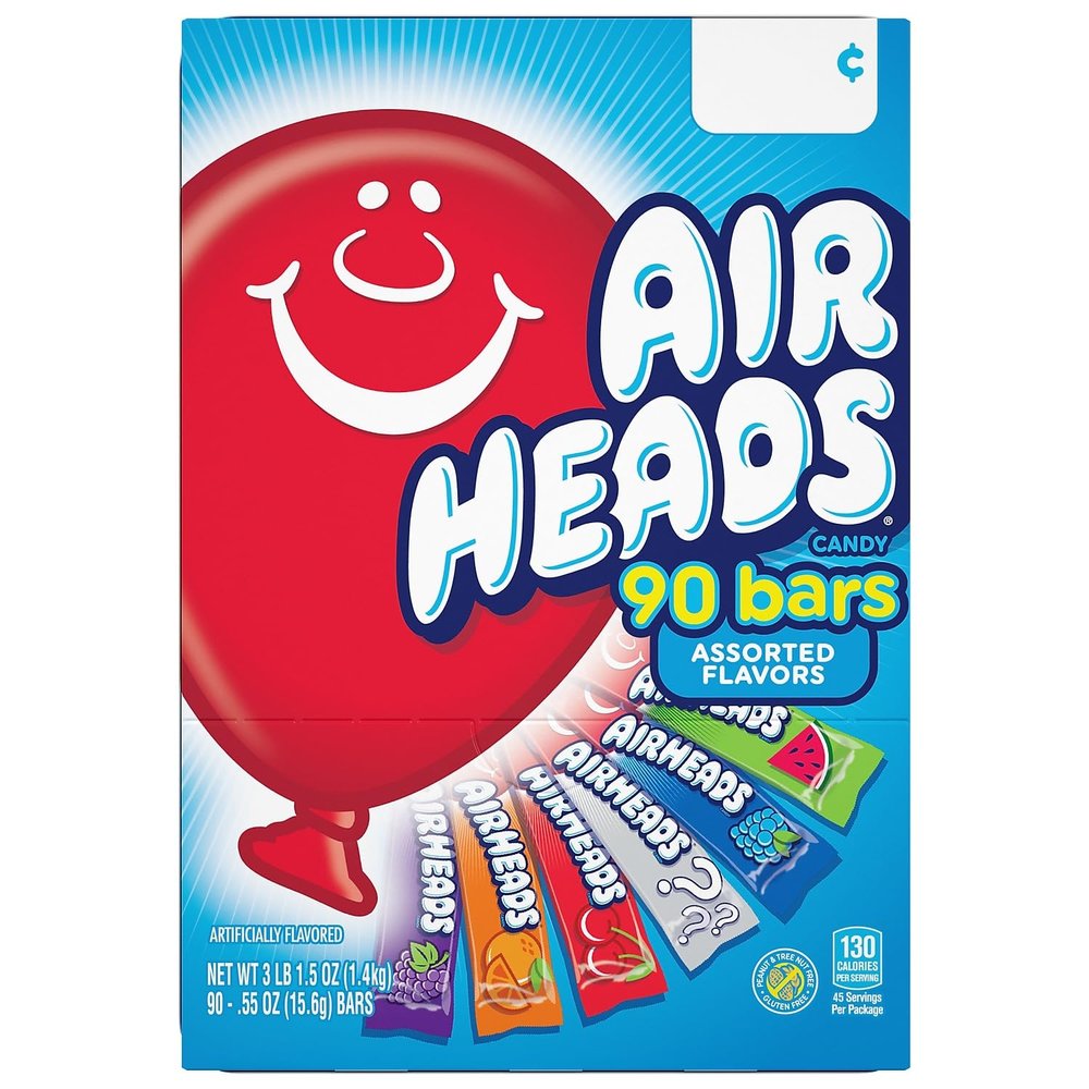 Air Heads Assorted Chewy Candy 15.6g Bars Box Of 90