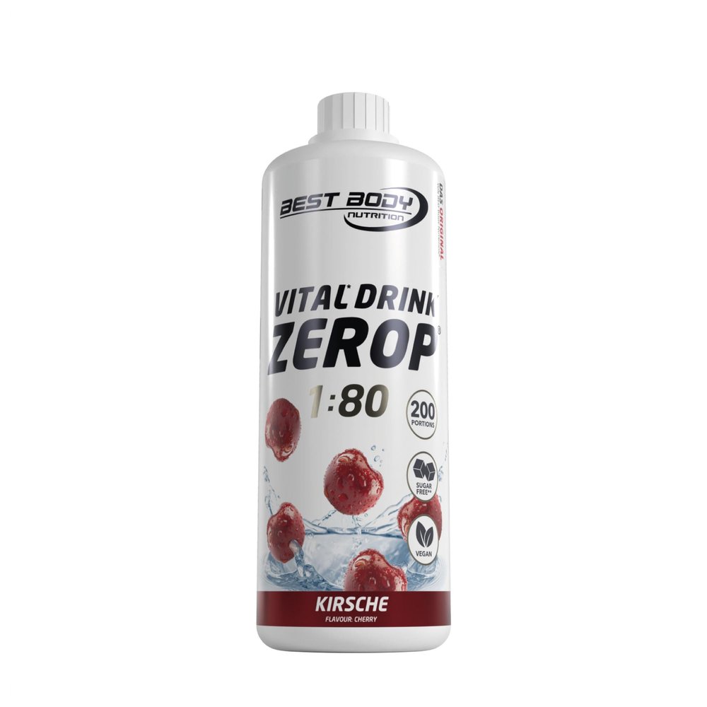 Best Body Nutrition Vital Drink ZEROP - Cherry, Sugar-Free Beverage Concentrate, 1:80 Makes 80 Litres of Ready-To-Drink, 1000 ml