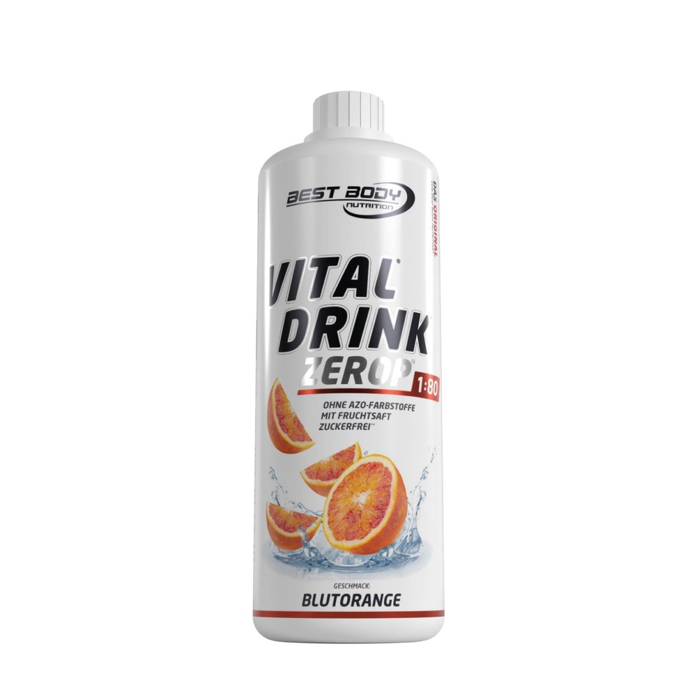Best Body Nutrition Vital Drink ZEROP - Blood Orange, Sugar-Free Beverage Concentrate, 1:80 Makes 80 Litres of Ready-To-Drink, 1000 ml