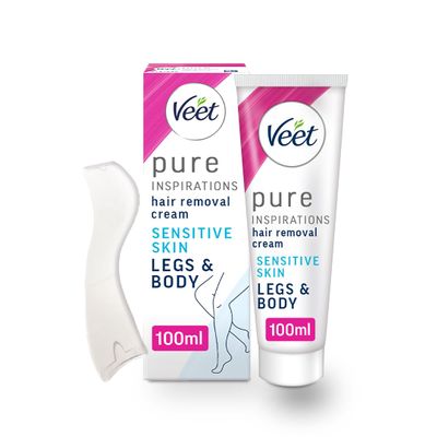 Veet Pure Inspirations Hair Removal Cream for Sensitive Skin, for Legs and Body, 100ml