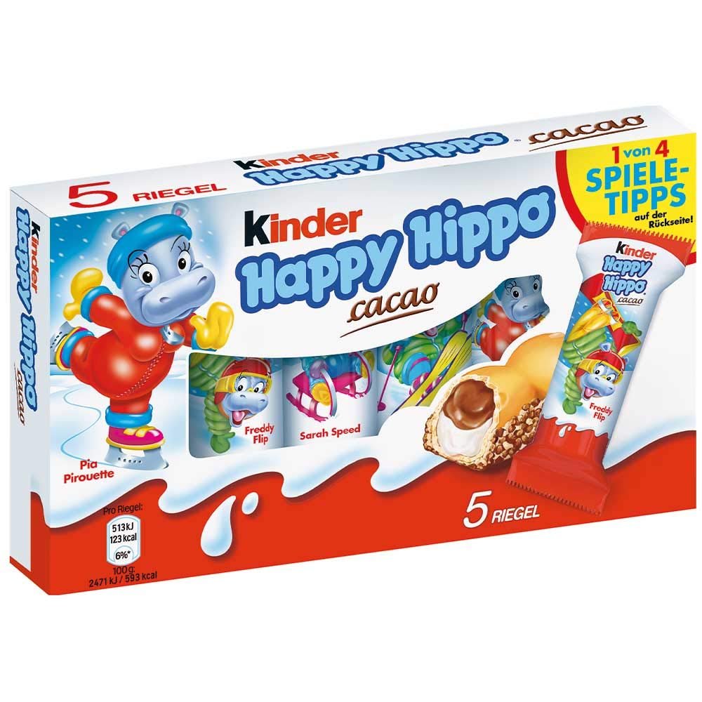 Ferrero Kinder "Happy Hippo" Cocoa Cream Biscuits : Pack Of 5 Biscuits