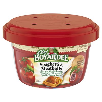 Chef Boyardee Spaghetti & Meatballs In Tomato Sauce, 7.5-Ounce Microwavable Bowls (Pack Of 12)