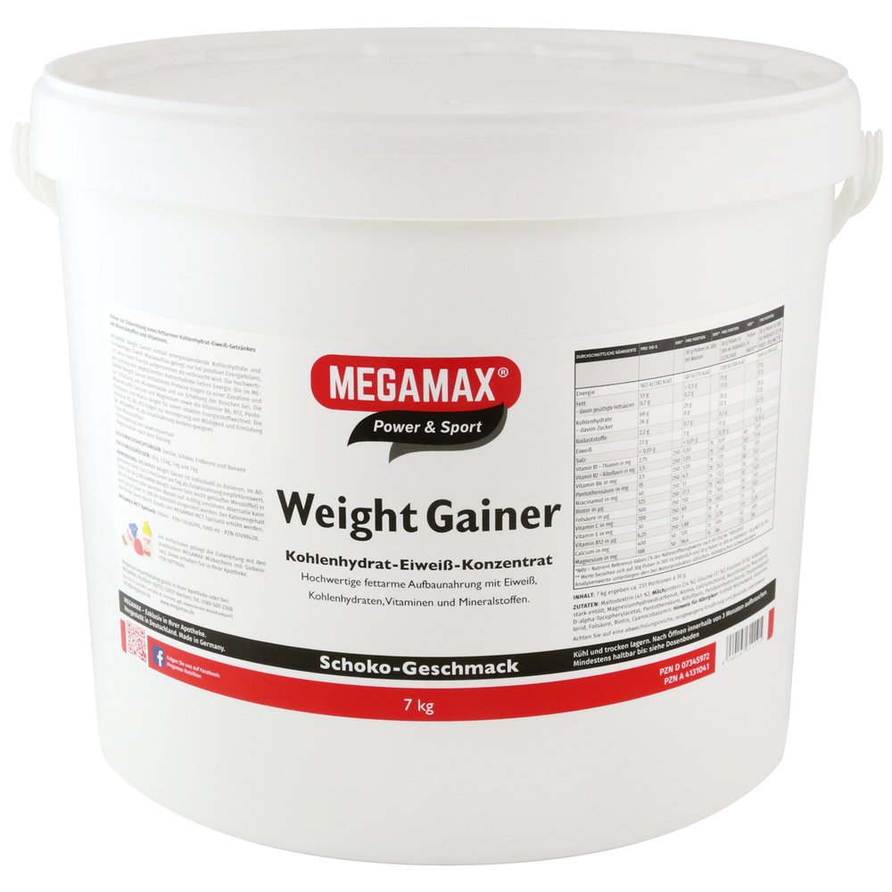 MEGAMAX Power & Sport Weight Gainer Pulver Schoko-Geschmack, 7 g Powder