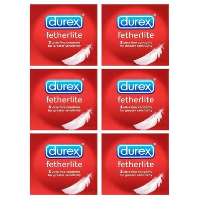 18 x Durex Fetherlite Condoms ( 6 x Pack of 3 Condoms )