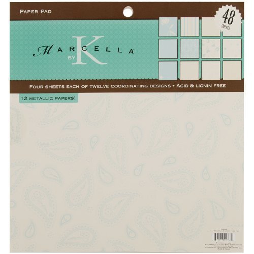 Marcella By Kay Blue and Cream 12 Inch by 12 Inch Paper Pad 48 Sheets-4 Sheets Each/12 Designs
