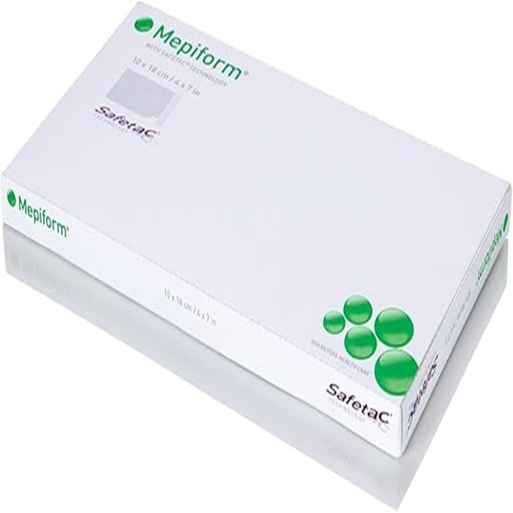 Mepiform with Safetac Technology 4"x7", 5 Count, Self Adherent Soft Silicone Sheeting for Scar Reduction