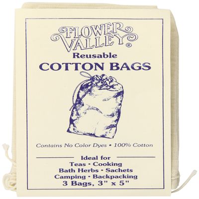 Flower Valley Reusable Cotton Bags, 3 Count