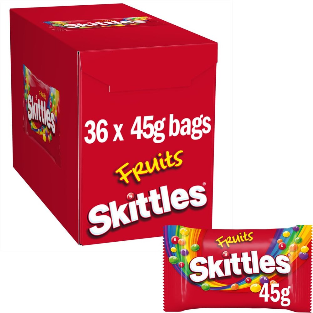 Skittles Vegan Sweets, 36 Packs of 45g, Fruit Flavoured Bulk Sweets Box, Rainbow Sweets