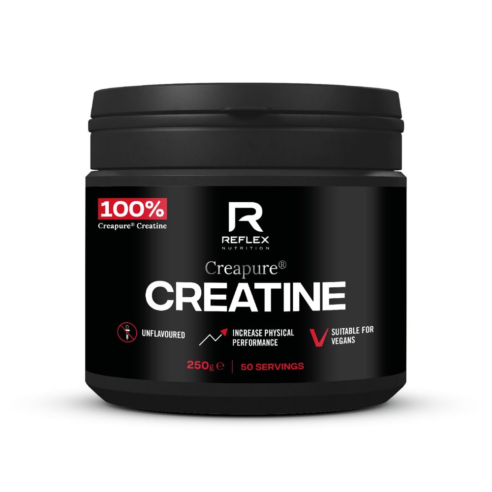 Reflex Nutrition Creapure Creatine Monohydrate Powder Unflavoured - 100% Creatine for Strength, Muscle Gains & Recovery - No Fillers or Additives - 250g (Vegan Creatine 5g per Serving, 50 Servings)