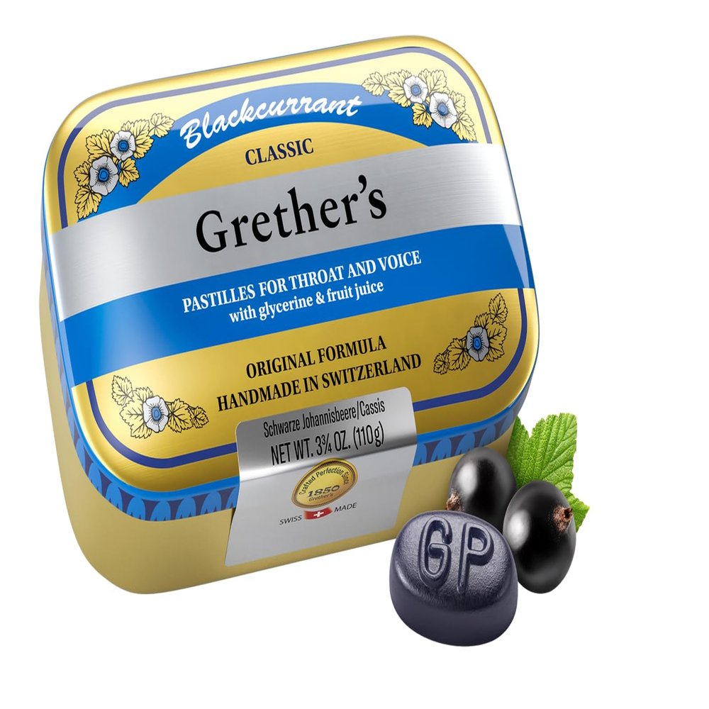 Grether's Pastilles Blackcurrant 110g - Pack of 45 Lozenges
