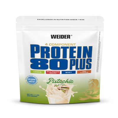 Weider Protein 80 Plus Protein Powder, Pistachio, 4 Multi Component High Quality Protein Sources, Low Fat & Sugar, 500g