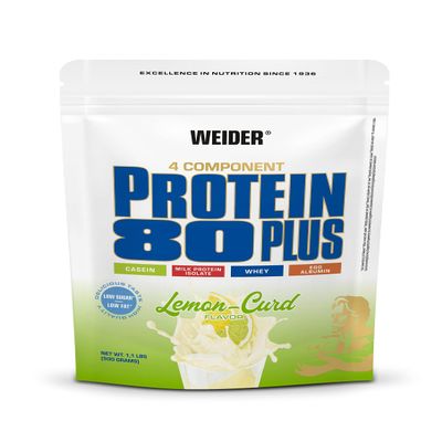 Weider Protein 80 Plus Protein Powder, Lemon-Curd, 4 Multi Component High Quality Protein Sources, Low Fat & Sugar, 500g