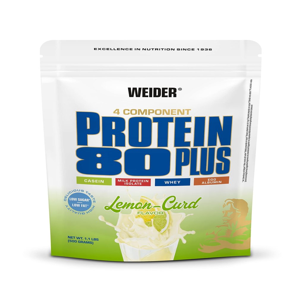 Weider Protein 80 Plus Protein Powder, Lemon-Curd, 4 Multi Component High Quality Protein Sources, Low Fat & Sugar, 500g