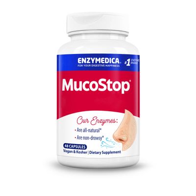 ENZYMEDICA - MucoStop (48 Capsules) | Immunity Digestive Enzymes Supplements | Digestive Enzymes Blend for Excessive Mucus and Respiratory Health Support, Nutrient Supplements, Mucus Relief, Vegan