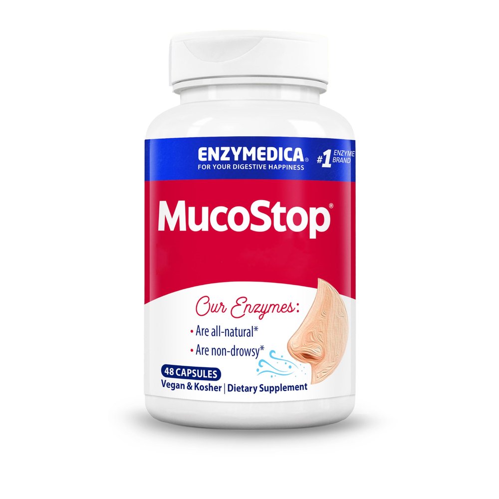 ENZYMEDICA - MucoStop (48 Capsules) | Immunity Digestive Enzymes Supplements | Digestive Enzymes Blend for Excessive Mucus and Respiratory Health Support, Nutrient Supplements, Mucus Relief, Vegan