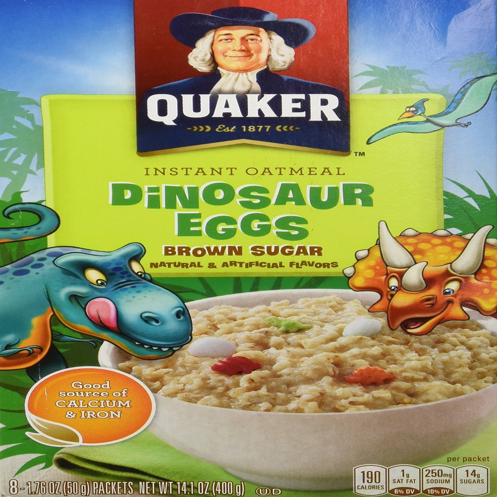 Quaker Dinosaur Eggs Brown Sugar Instant Oatmeal 400g Box