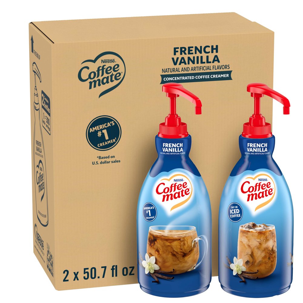 Coffee-mate Coffee Creamer, French Vanilla Pump Bottle, 1.5L (Pack of 2) Blue