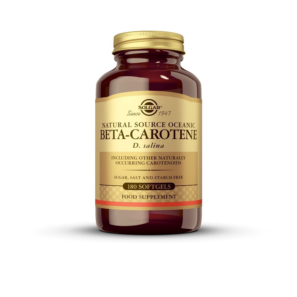 Solgar Natural Source Oceanic Beta Carotene Softgels - Pack of 180 - Fight Free Radicals - for Daily Use - Gluten Free, Gold