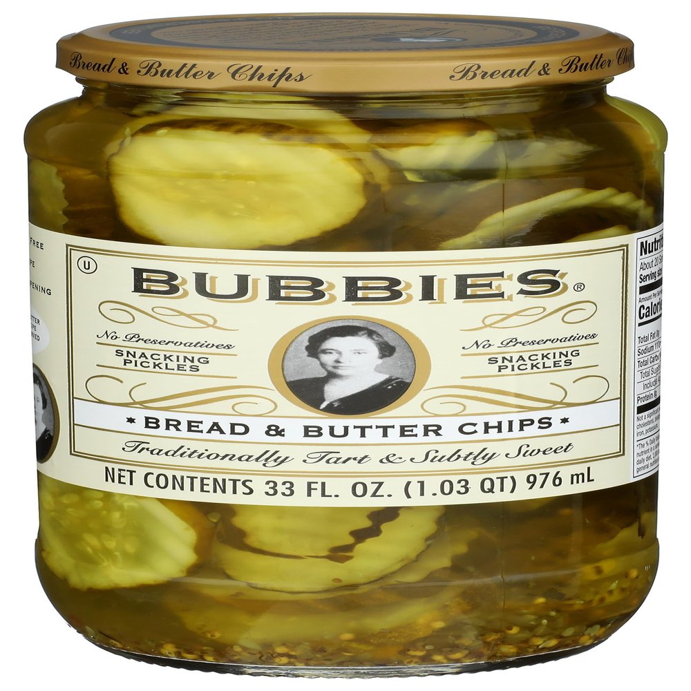 Bubbies 1 Case Pickles Bread And Butter Chips 33Oz 12 Per Case