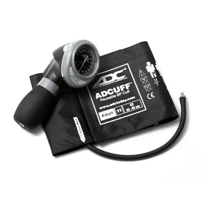 ADC Diagnostix 703 Professional Palm Style Aneroid Sphygmomanometer with Adcuff Nylon Blood Pressure Cuff, Adult, Black