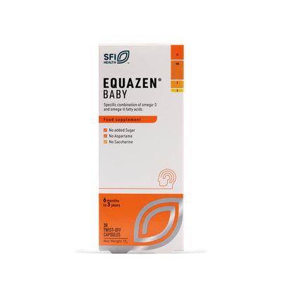 EQUAZEN Baby Capsules | Omega 3 & 6 Supplement | Supports Brain Function | Blend of DHA, EPA & GLA | Add to Food/Drink | for Babies from 6 Months to 3 Years | 30 Capsules