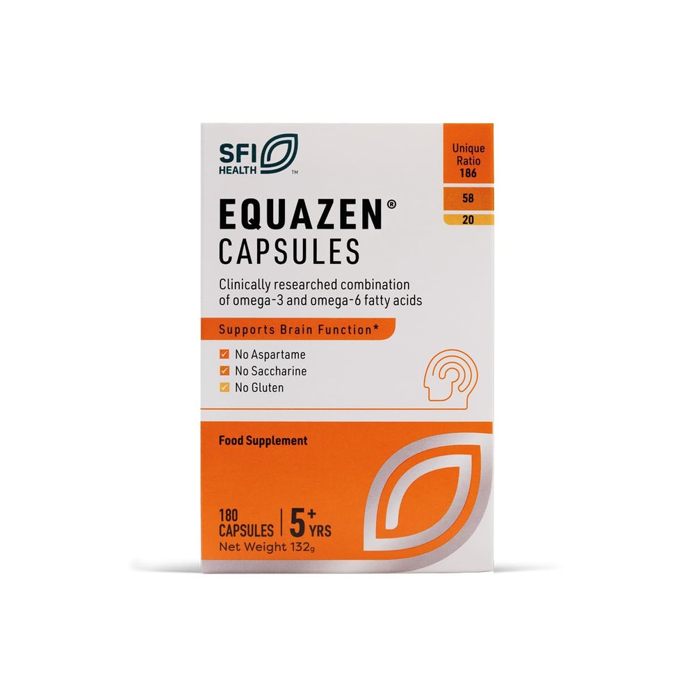 EQUAZEN Capsules | Omega 3 & 6 Fish Oil Supplement | Supports Brain Function | Blend of DHA, EPA & GLA | Suitable for Children 5+ to Adults | 180 Capsules