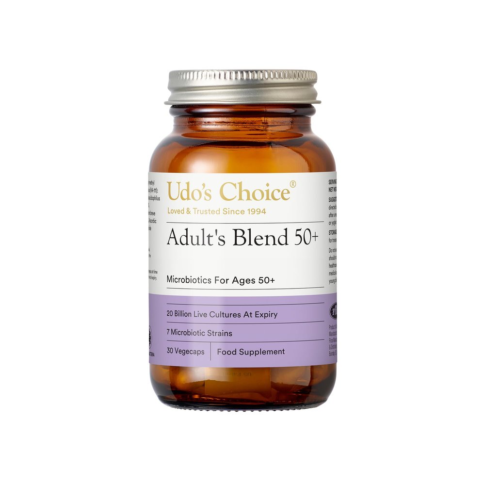 Udo's Choice Adults 50 Plus Age Specific Probiotics - Lacto & Bifido Bacteria - 34 Billion Cell Count - 7 Microbiotics Strains- Designed for Optimum Bowel Health - 30 Vegecaps