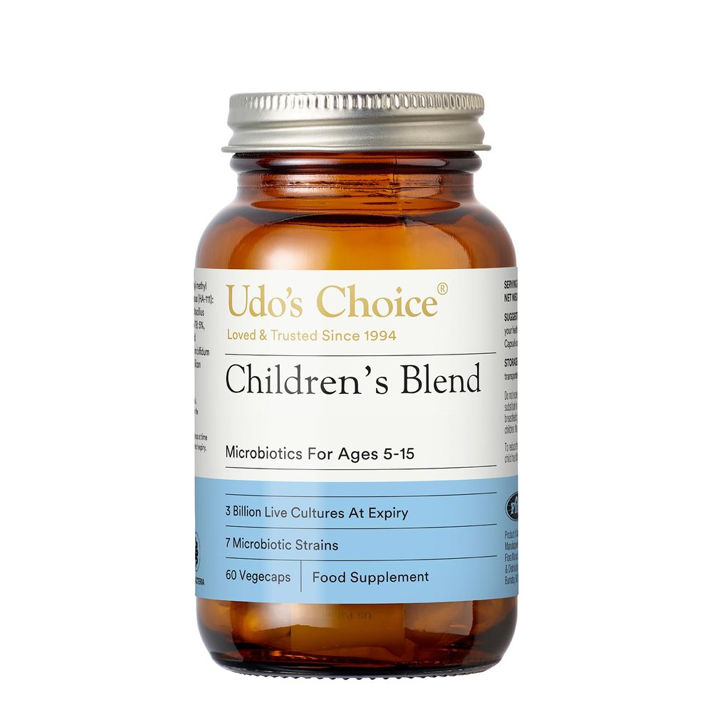 Childrens Probiotic Supplement UDOs Choice Childrens Blend 7 Child-Specific Strains 3 Billion CFU Daily Digestive Support for Ages 515 Gluten Free, FOS Free 60 Vegetarian Capsules