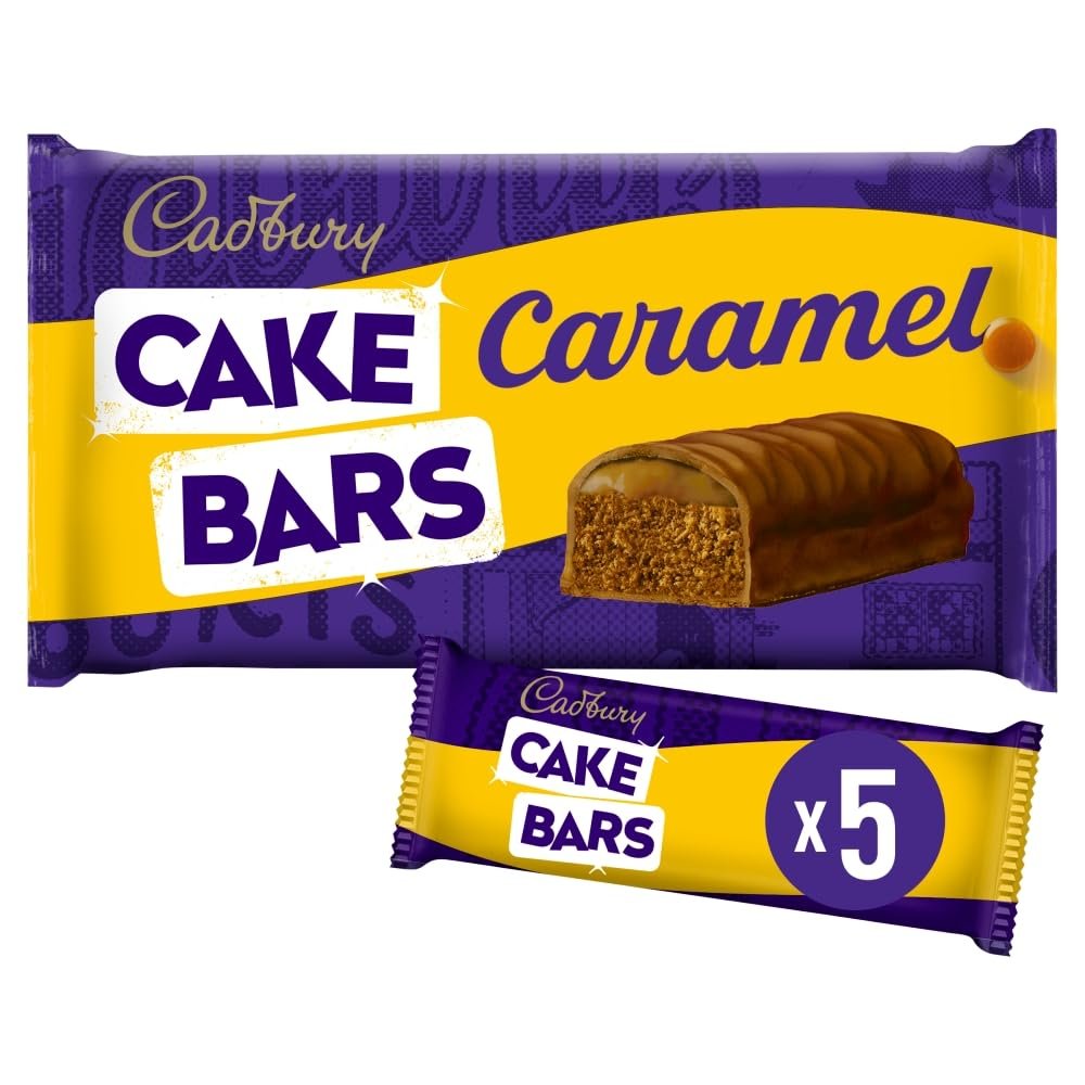 Cadbury Milk Chocolate Caramel Cake Bars, 5 Individually Wrapped Bars (Pack of 1)