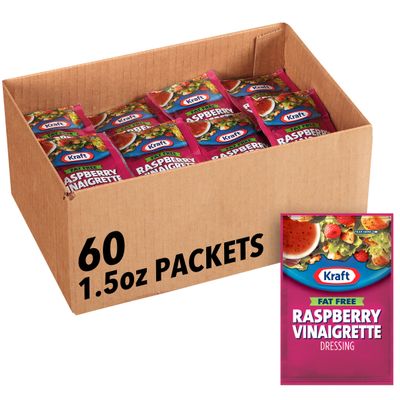 Kraft Raspberry Vinegrette Dressing, Fat Free, 1.5-Ounce Packages (Pack of 60)