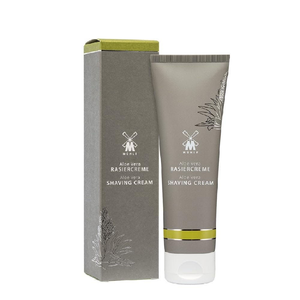 MHLE Aloe Vera Shaving Cream Tube | creates a rich lather for a smooth shave | luxury shave cream to soften & moisturise | 75ml