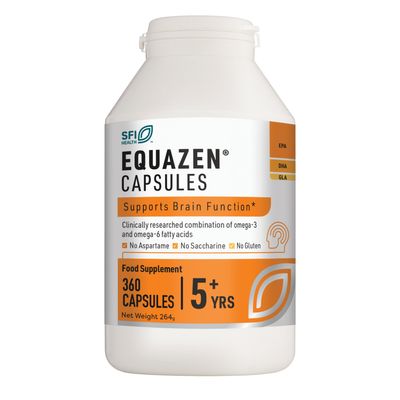 EQUAZEN Family Capsules | Omega 3 & 6 Fish Oil Supplement | Supports Brain Function | Blend of DHA, EPA & GLA | Suitable Children 5+ to Adults | 360 Capsules