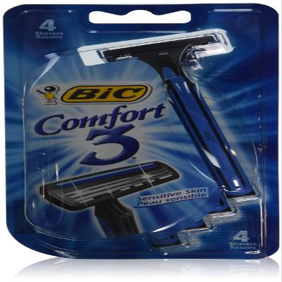 BIC Men's Comfort 3 Advance Shavers for Men with Sensitive Skin 4-Count