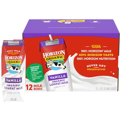 Horizon Organic Milk Box Low Fat Vanilla 8oz (Pack of 12)