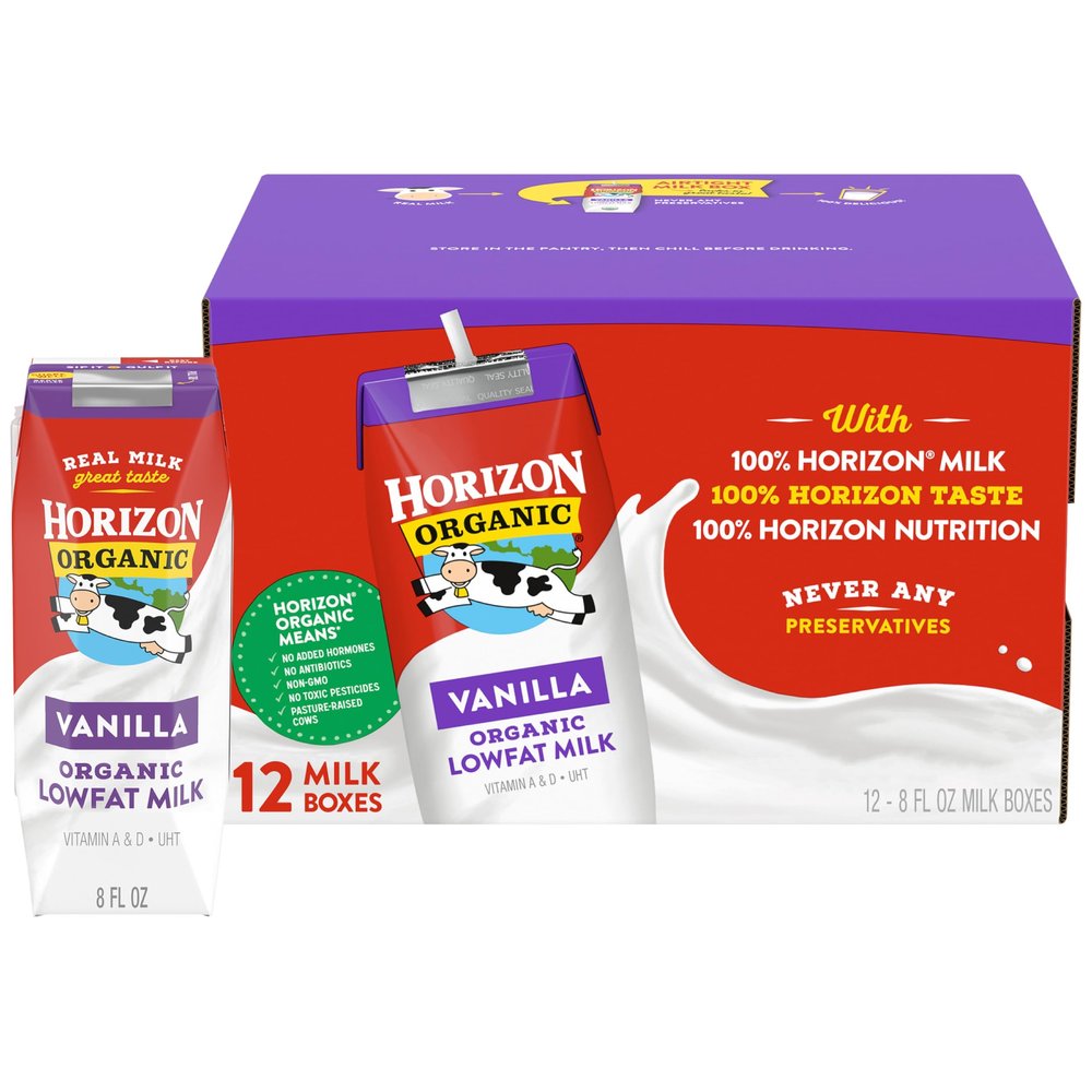 Horizon Organic Milk Box Low Fat Vanilla 8oz (Pack of 12)