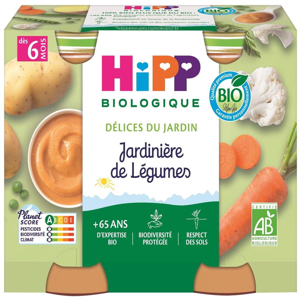 HiPP Organic Flower Box for Vegetables, Pots, 2 x 190 g, from 6 Months