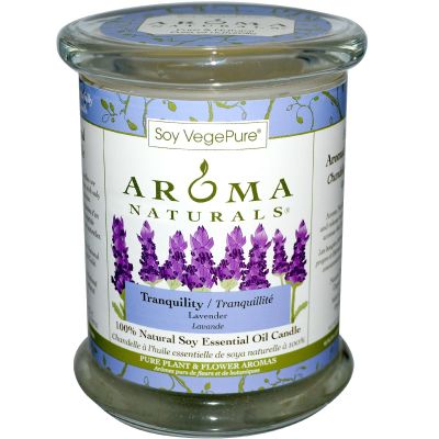 100% Natural Soy Essential Oil Candle, Tranquility, Lavender - Aroma Naturals