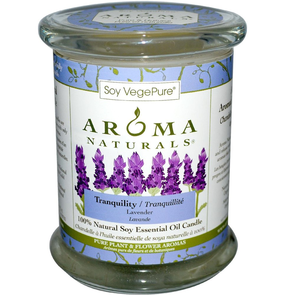 100% Natural Soy Essential Oil Candle, Tranquility, Lavender - Aroma Naturals